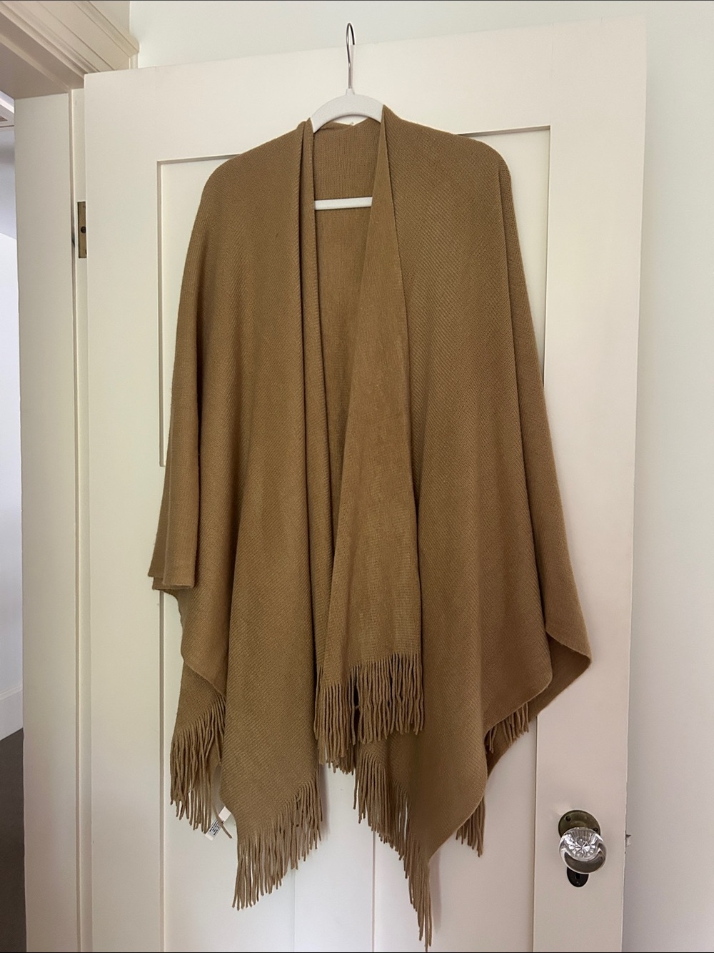 Fringed Camel Wrap shawl